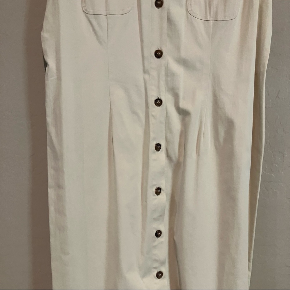 Vintage 90s Robbie Bee Cream Khaki Sleeveless Maxi Dress Women's Size 16 - Picture 7 of 7
